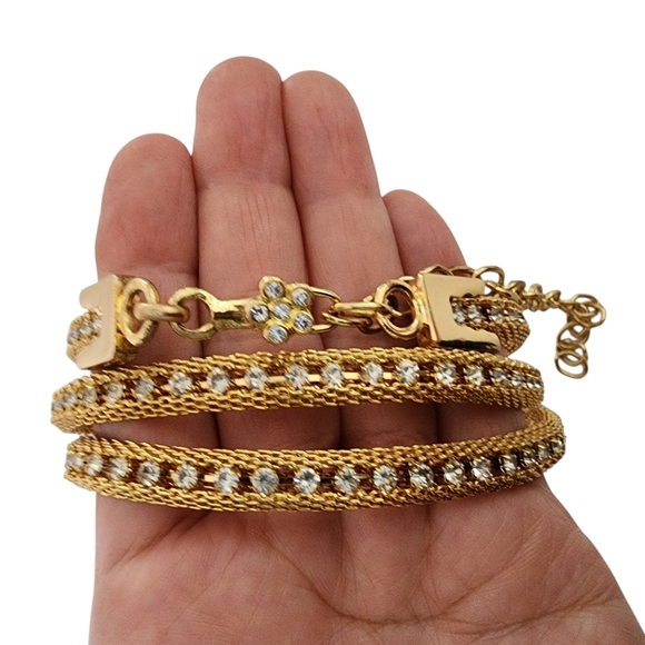 Vintage Gold Mesh Belt with Rhinestones - Picture 10 of 15